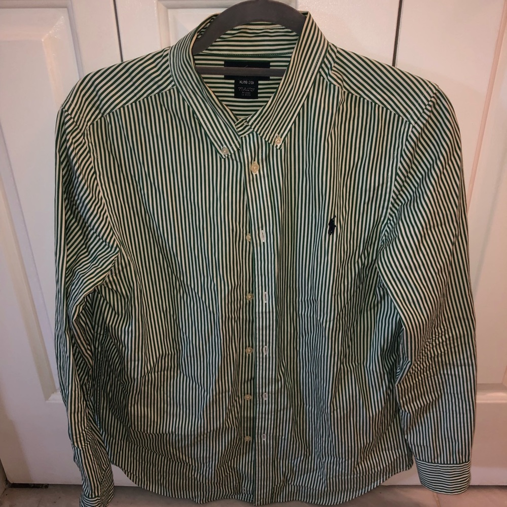 Ralph Lauren green striped dress shirt